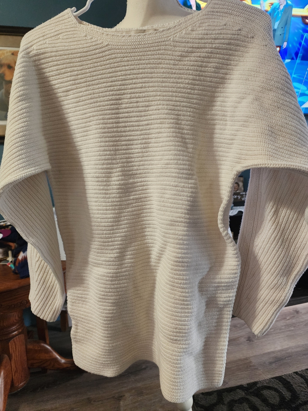 LOFT Off-Shoulder Ribbed Cream Sweater Sz SM